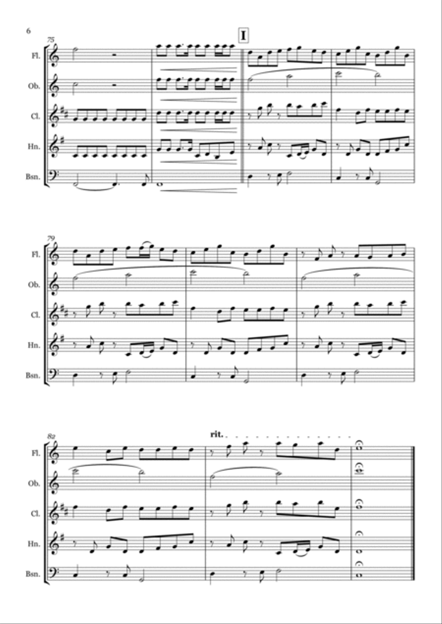 When The Stars Go Blue Woodwind Quintet scores gallery preview page 6