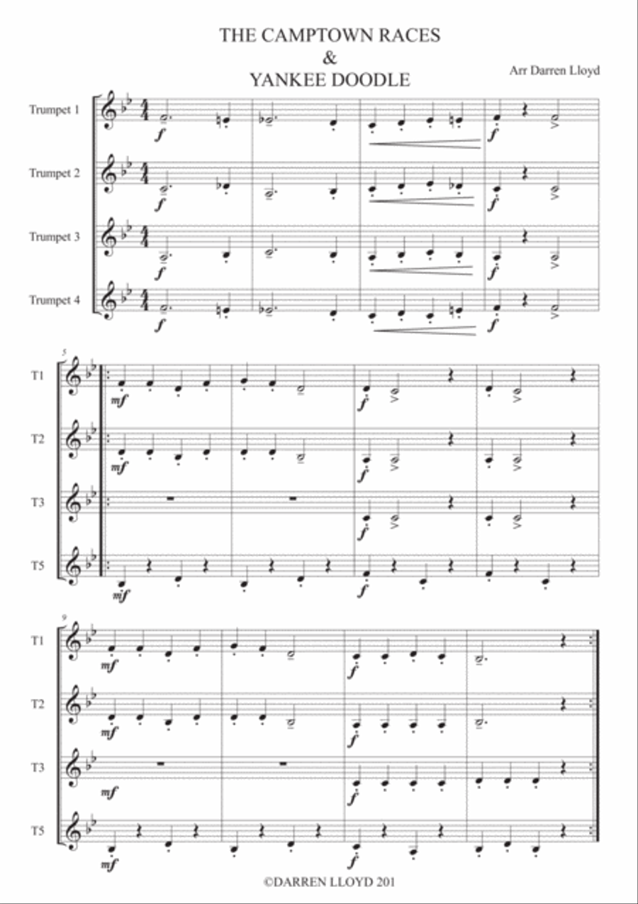 Camptown Races & Yankee Doodle Dandy medley - Trumpet quartet Brass Quartet scores gallery preview page 2