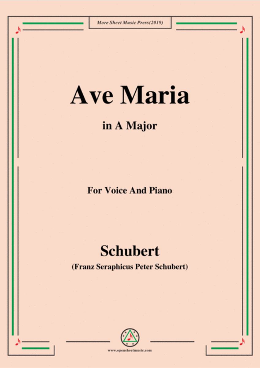 Schubert-Ave maria in A Major,for voice and piano image number null