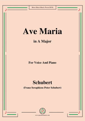 Book cover for Schubert-Ave maria in A Major,for voice and piano