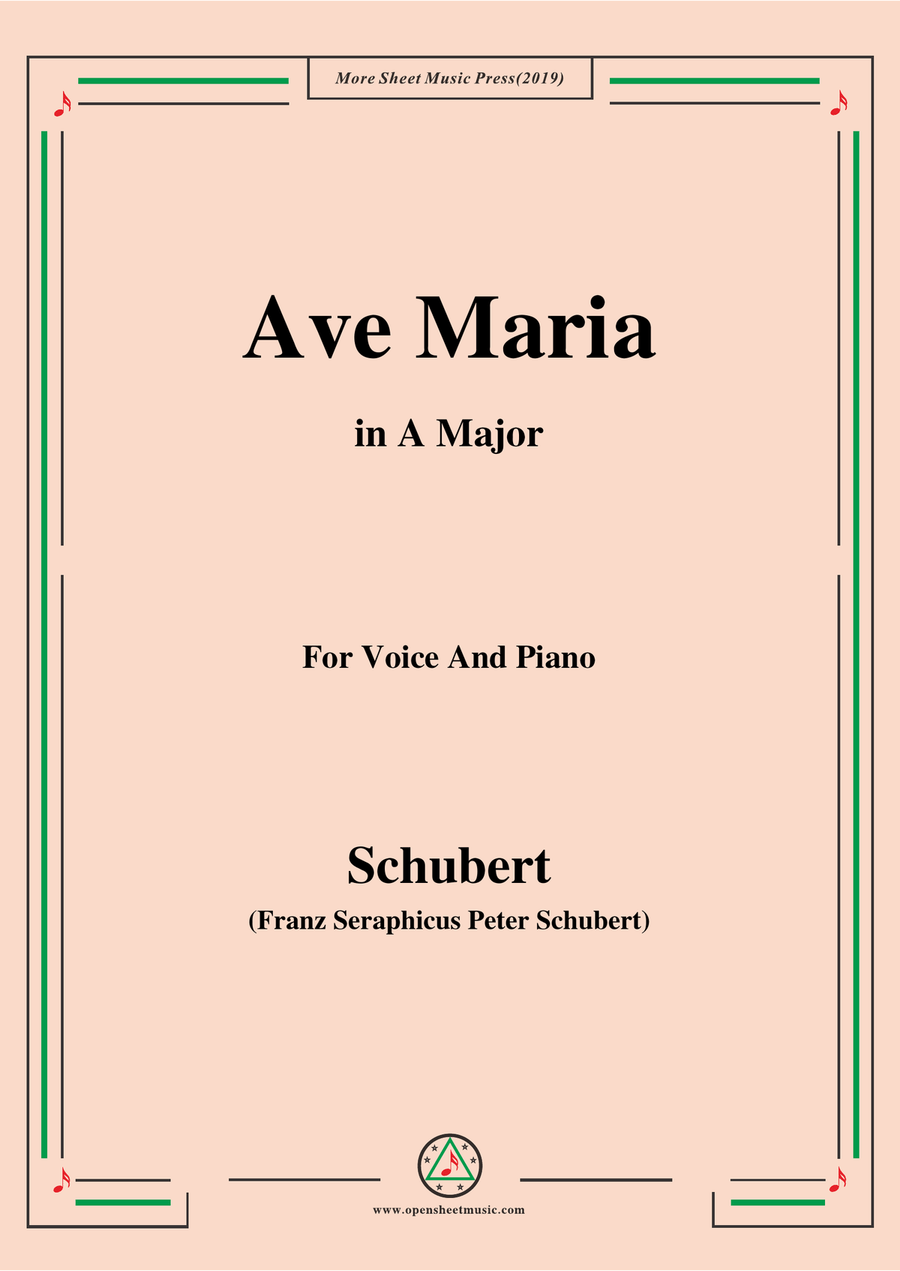 Schubert-Ave maria in A Major,for voice and piano