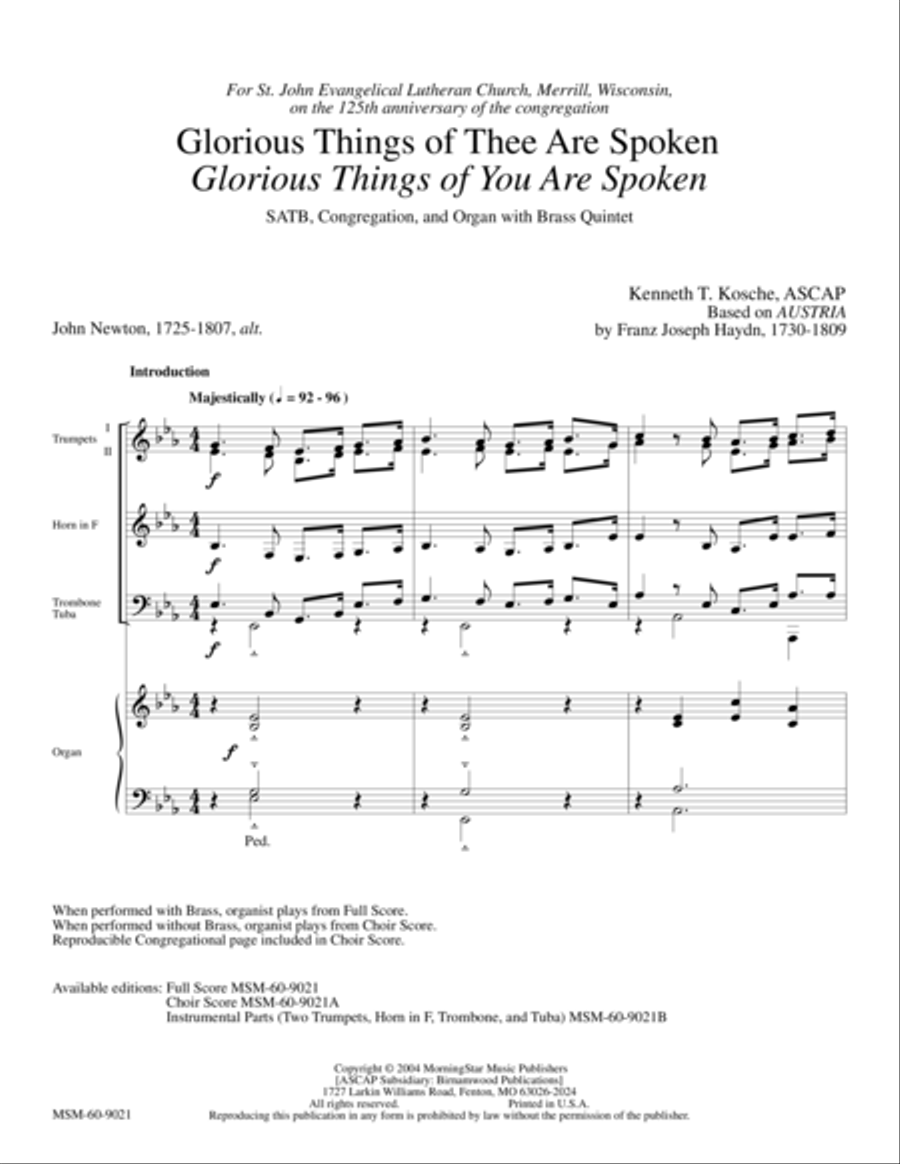 Glorious Things of Thee Are Spoken Choir scores gallery preview page 1