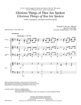 Book cover for Glorious Things of Thee Are Spoken (Downloadable Full Score)