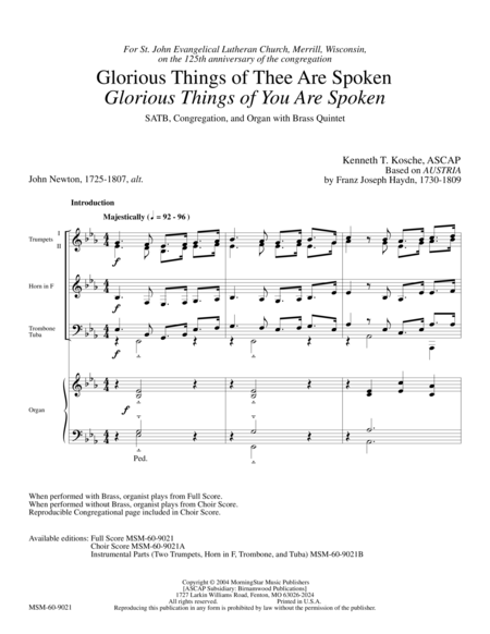 Glorious Things of Thee Are Spoken (Downloadable Full Score) image number null