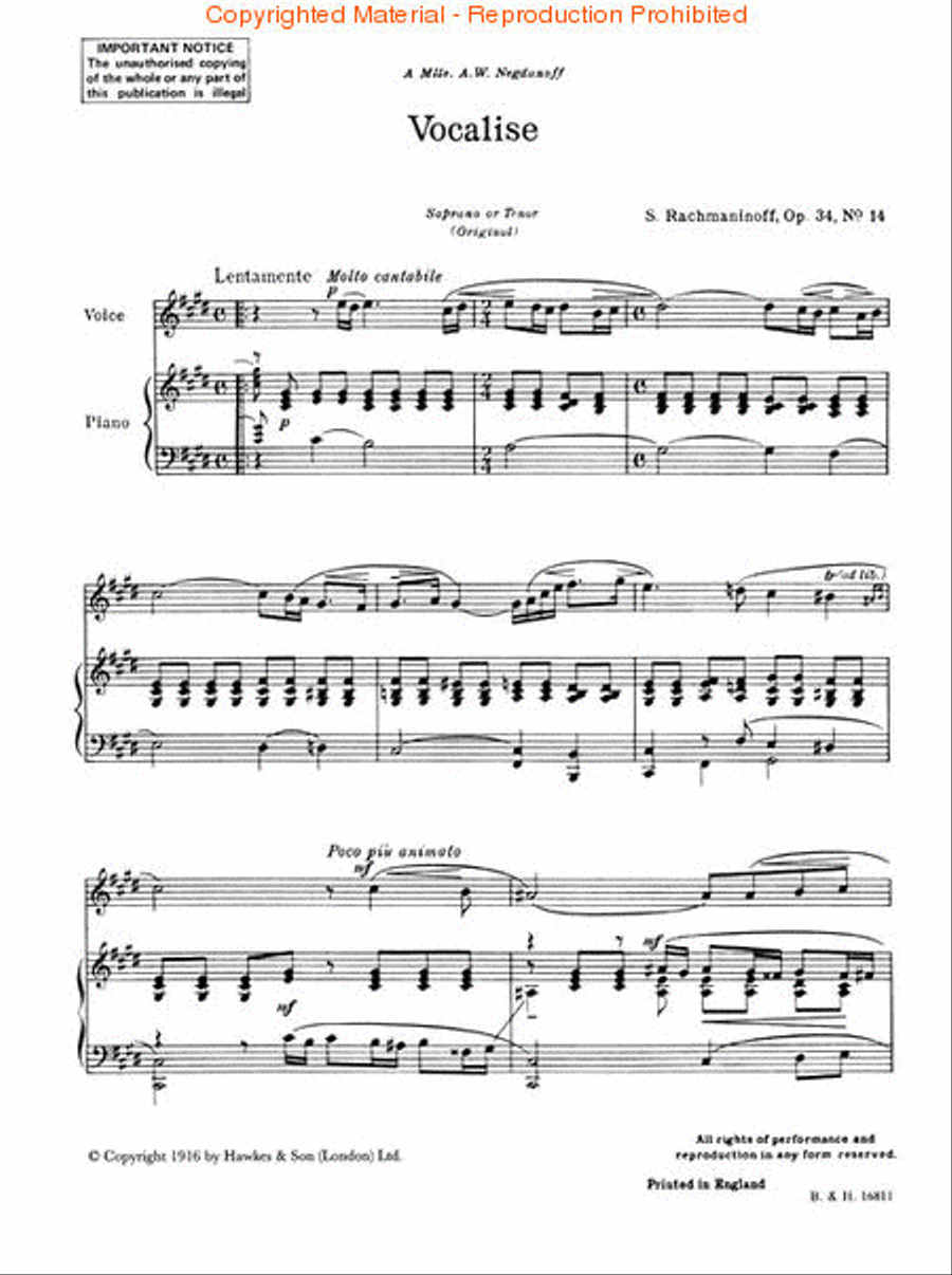 Vocalise Op. 34, No. 14