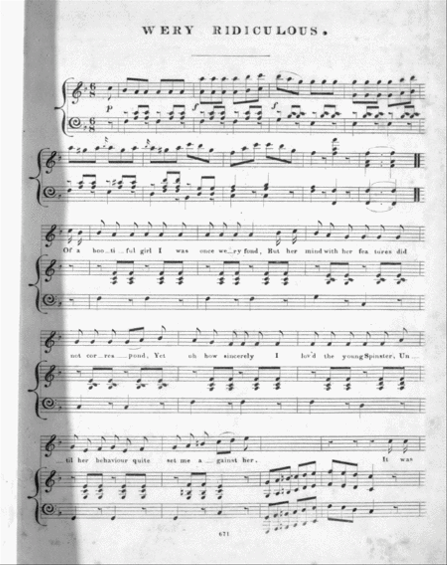 Wery Ridiculous! or, Fickle Miss Nicholas; A New Comic Song Voice scores gallery preview page 2