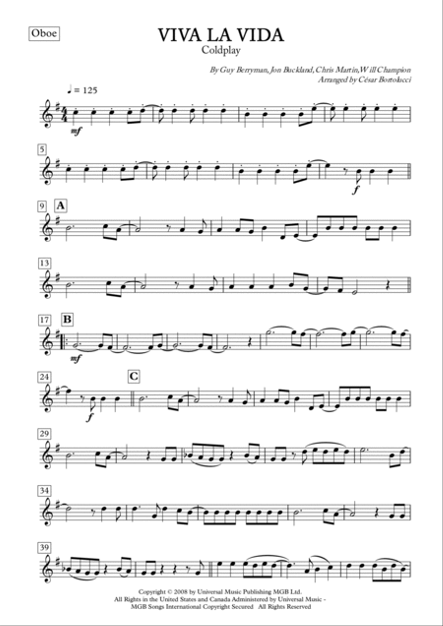 Viva La Vida Piano scores gallery preview page 2
