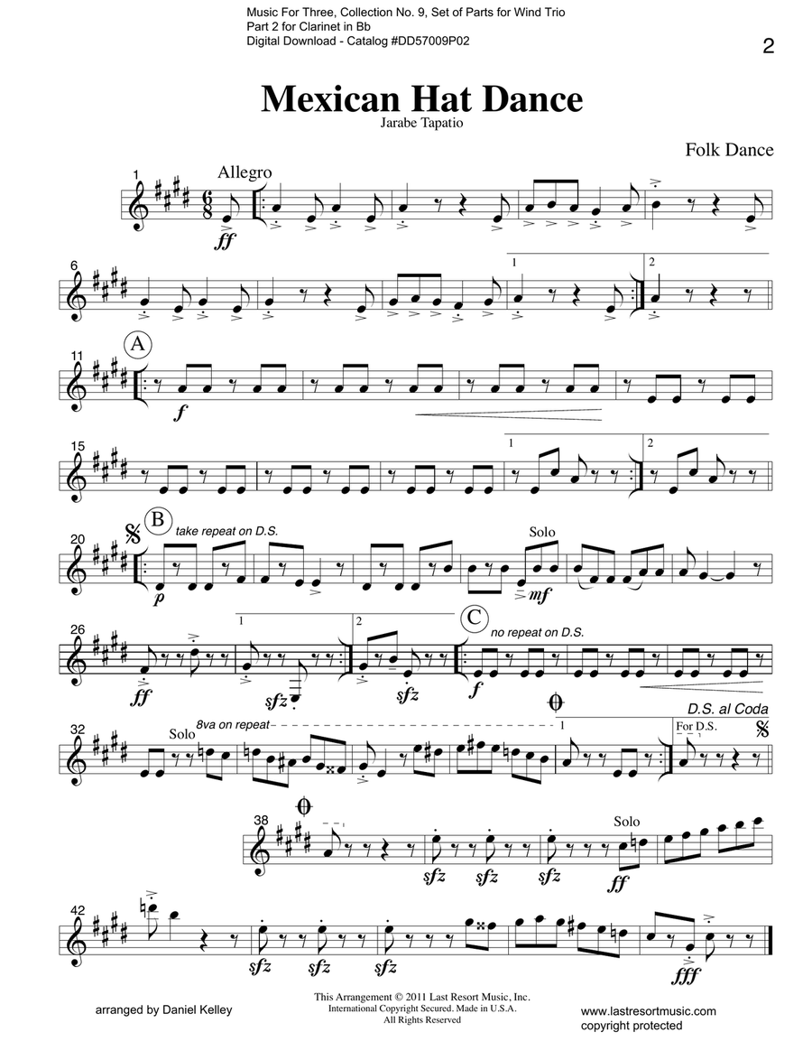Mexican Hat Dance ~ Jarabe Tapatio for Wind Trio Mexican Hat Dance ~ Jarabe Tapatio for Wind Trio Small Ensemble scores gallery preview page 2