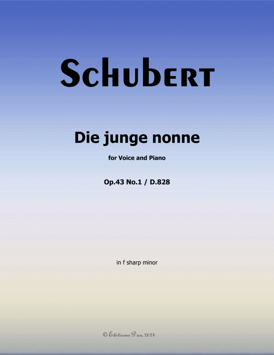 Die junge nonne, by Schubert, D.828, in f sharp minor Voice scores gallery preview page 1