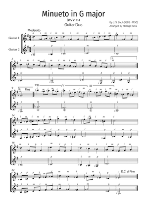 J. S. Bach- Minuet in G major for Duo Guitar. PDF