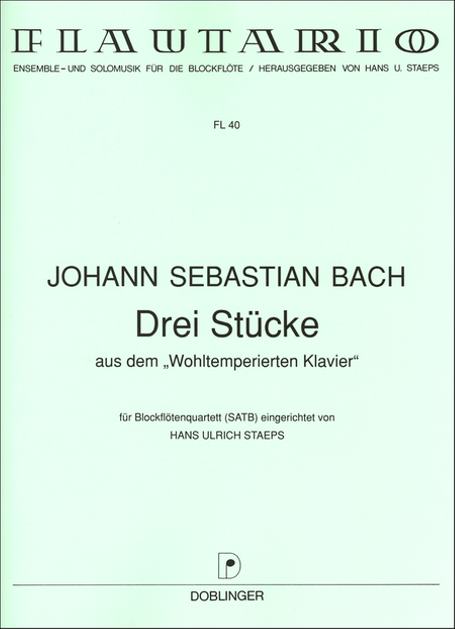 Drei Stucke aus dem Wohltemperierten Klavier Flute Quartet scores gallery preview page 1