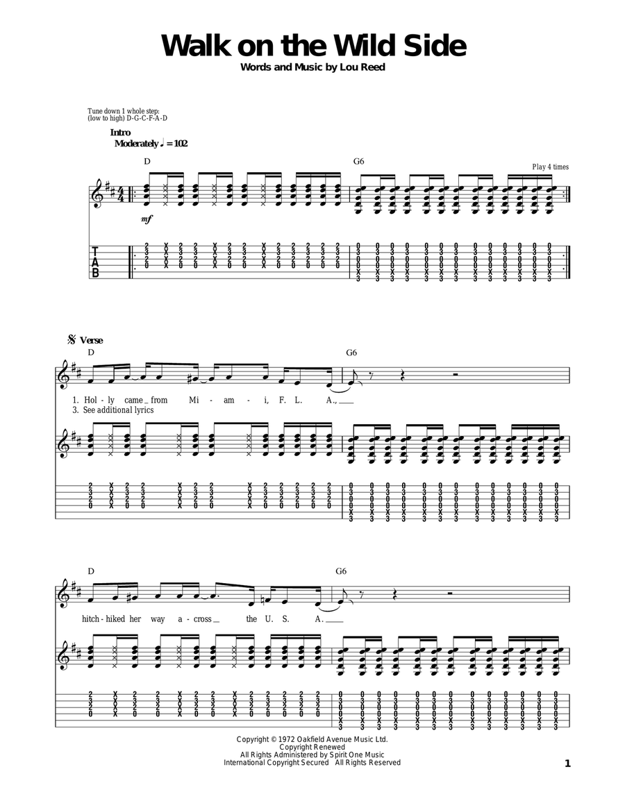 Walk On The Wild Side Acoustic Guitar scores gallery preview page 1