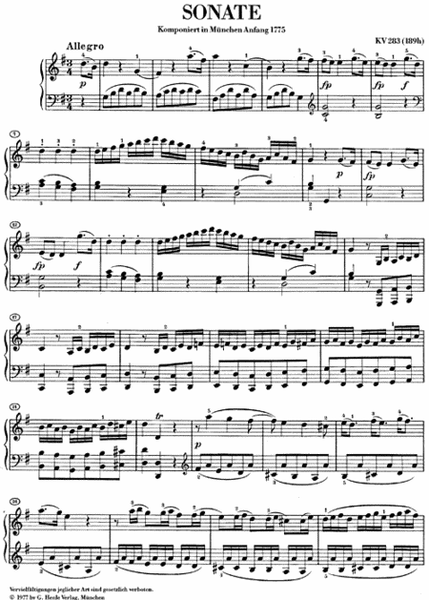 Piano Sonata in G Major K283 (189h)