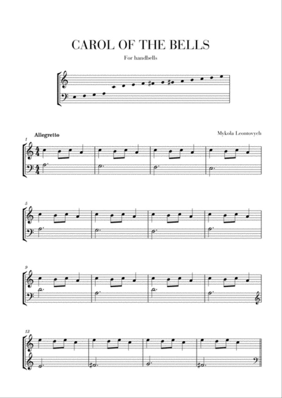 Carol of the Bells (For 2-octave handbells) 2-Octaves scores gallery preview page 1