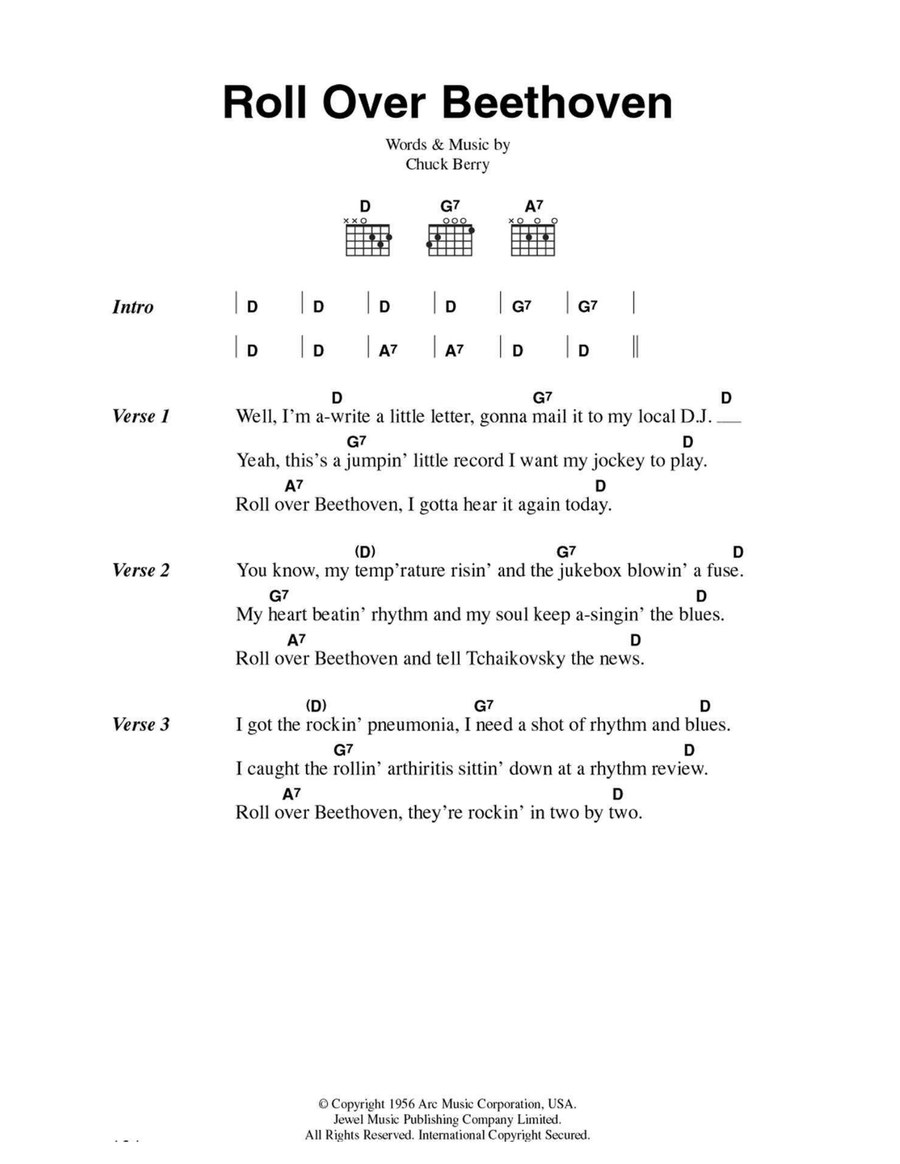 Roll Over Beethoven Easy Guitar scores gallery preview page 1