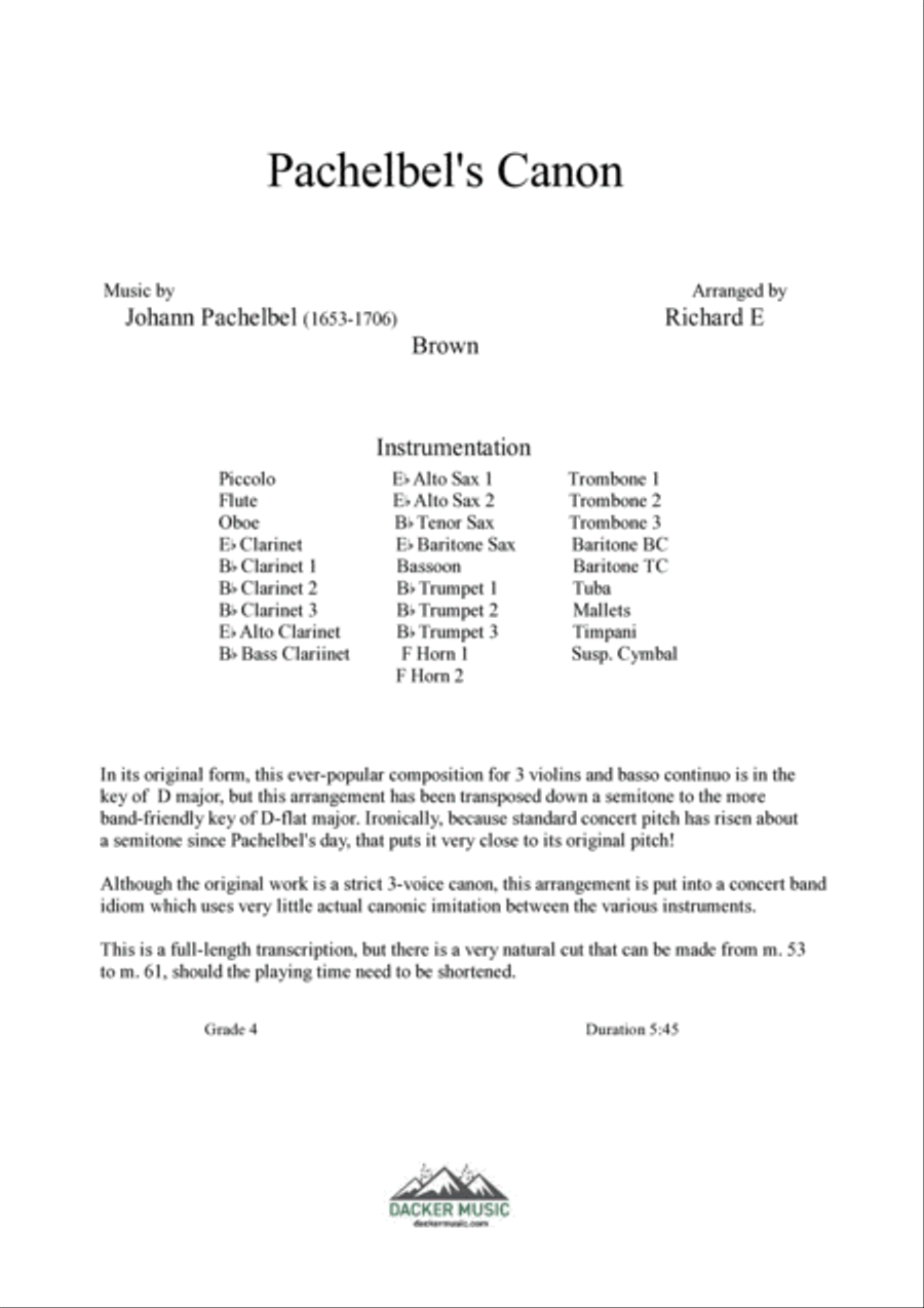 Pachelbel's Canon Pachelbel's Canon Concert Band scores gallery preview page 2