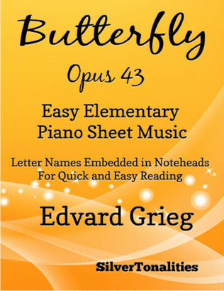 Butterfly Opus 43 Easy Elementary Piano Sheet Music