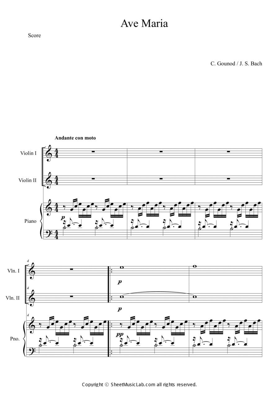 Ave Maria Ave Maria Piano Trio scores gallery preview page 1