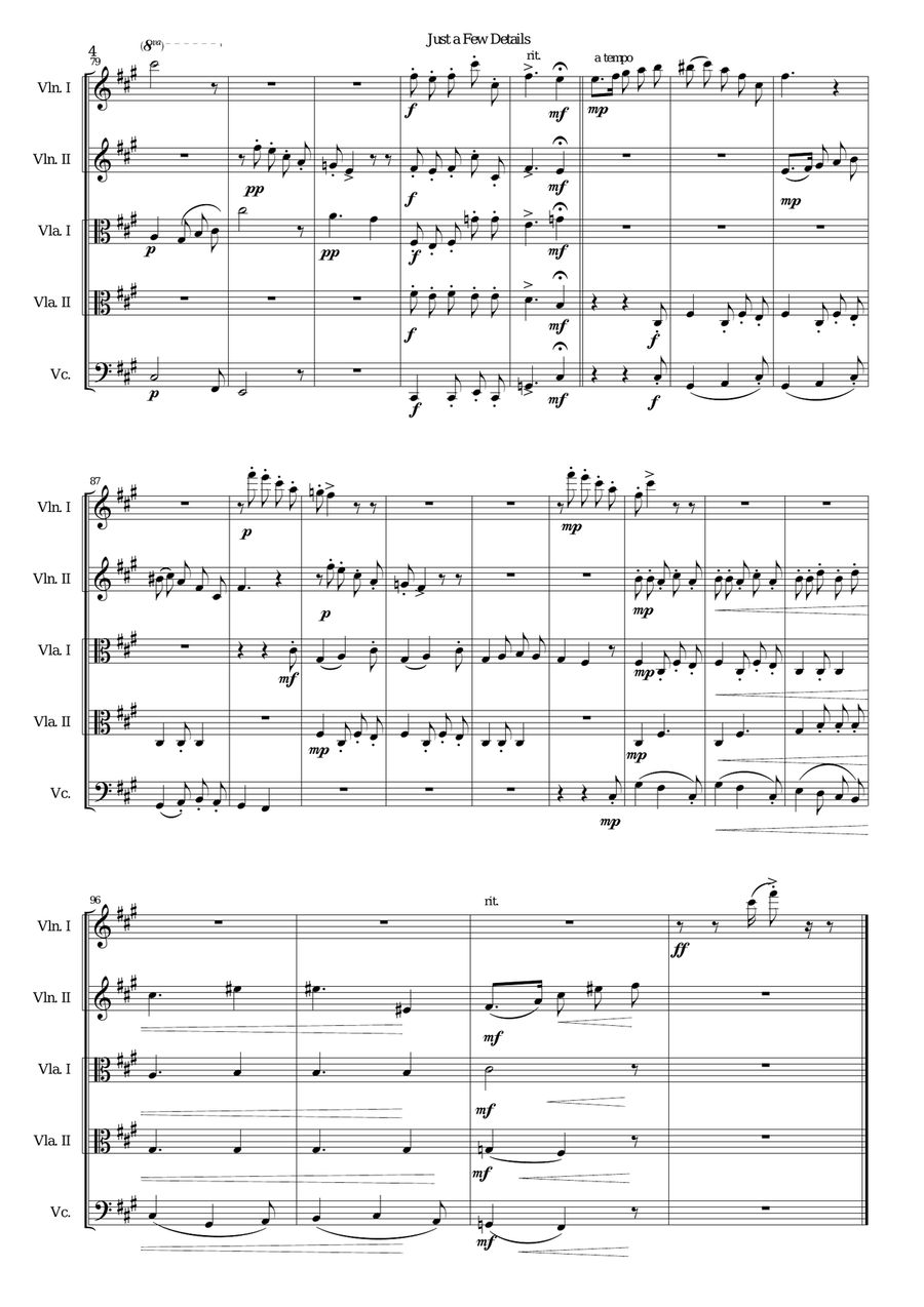 Just a Few Details for string quintet (2 violins, 2 violas, 1 cello) String Trio scores gallery preview page 4