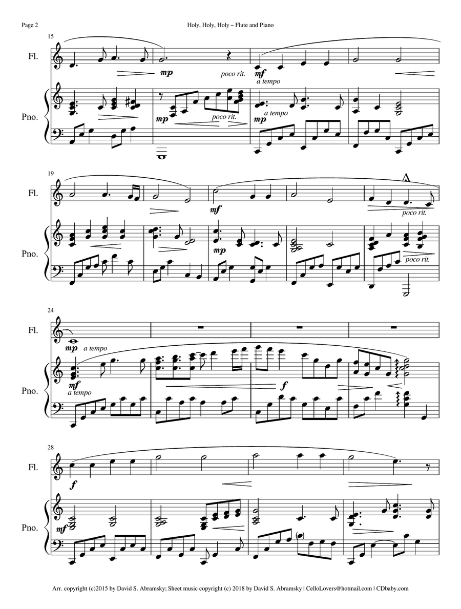 Holy, Holy, Holy (arr. for flute and piano) Flute Solo scores gallery preview page 2