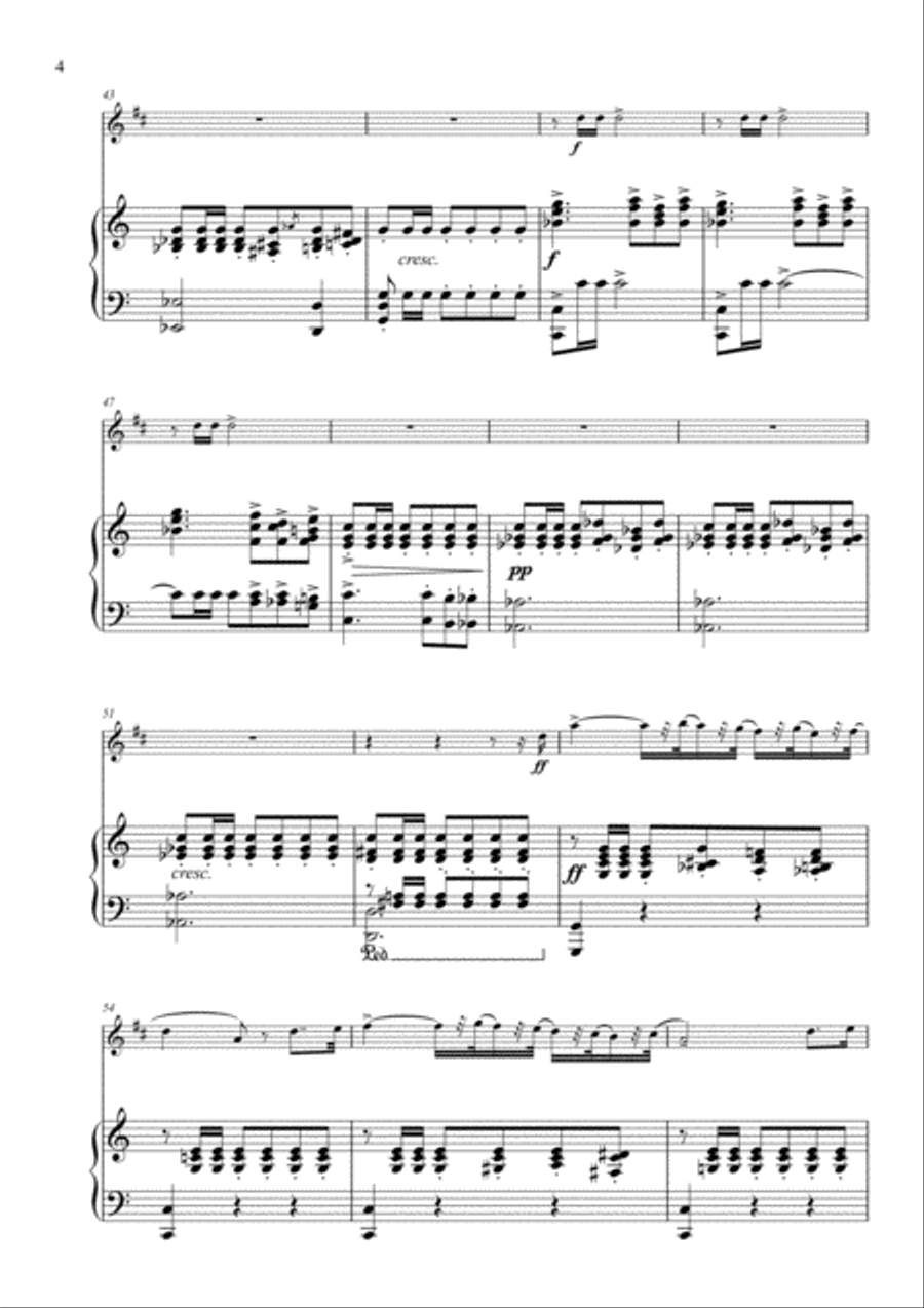 Bolero from Five Spanish Dances arranged for Clarinet and Piano Small Ensemble scores gallery preview page 5