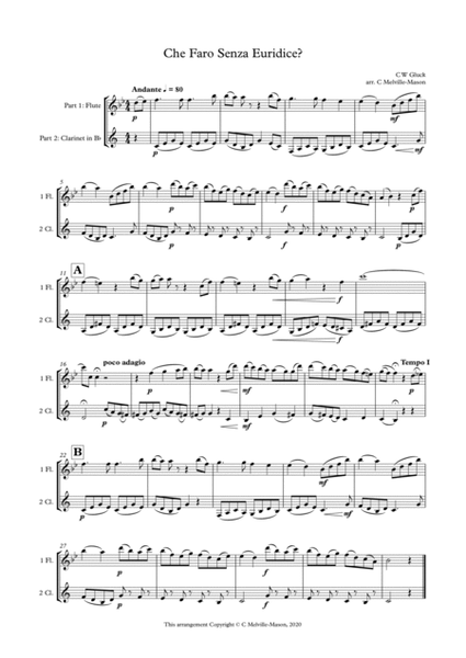 Che Faro Senza Euridice (Flute & Clarinet Duet) image number null