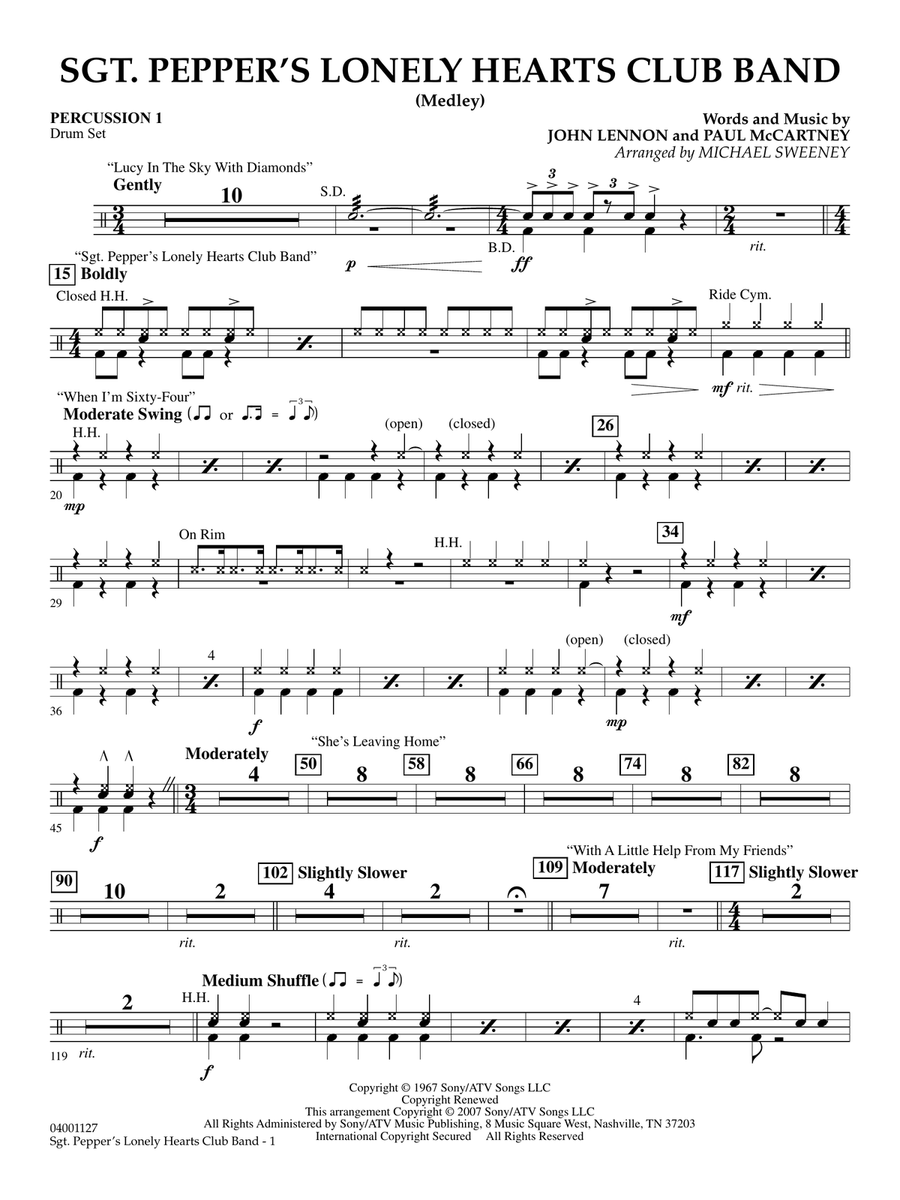 Sgt. Pepper's Lonely Hearts Club Band (Medley) (arr. Michael Sweeney) - Percussion 1
