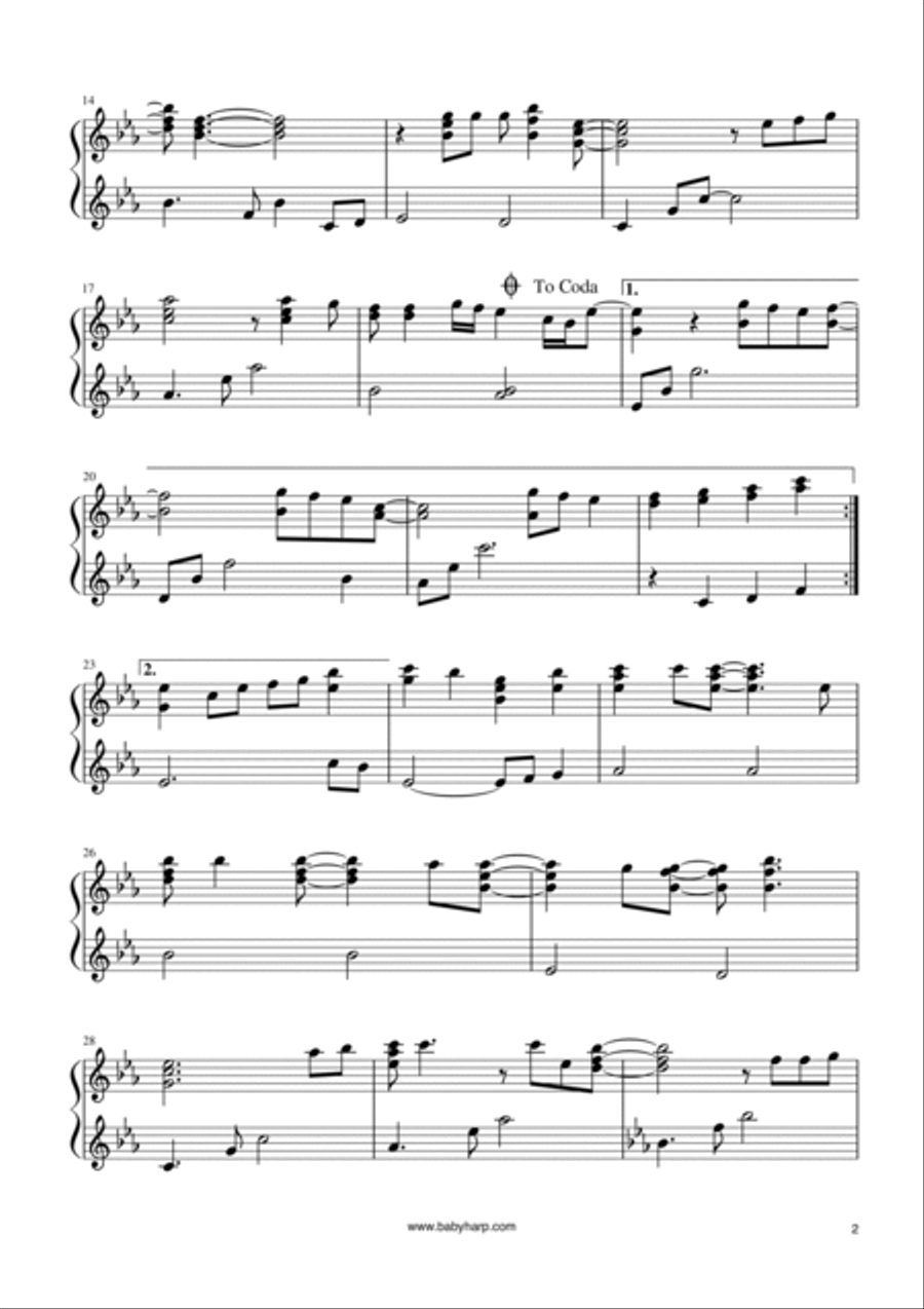 Wonderful Tonight Harp scores gallery preview page 2