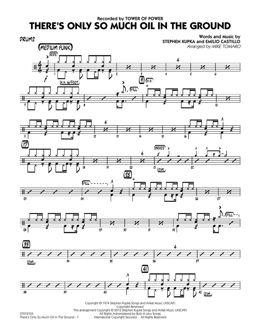 There's Only So Much Oil in the Ground - Drums Jazz Ensemble scores gallery preview page 1