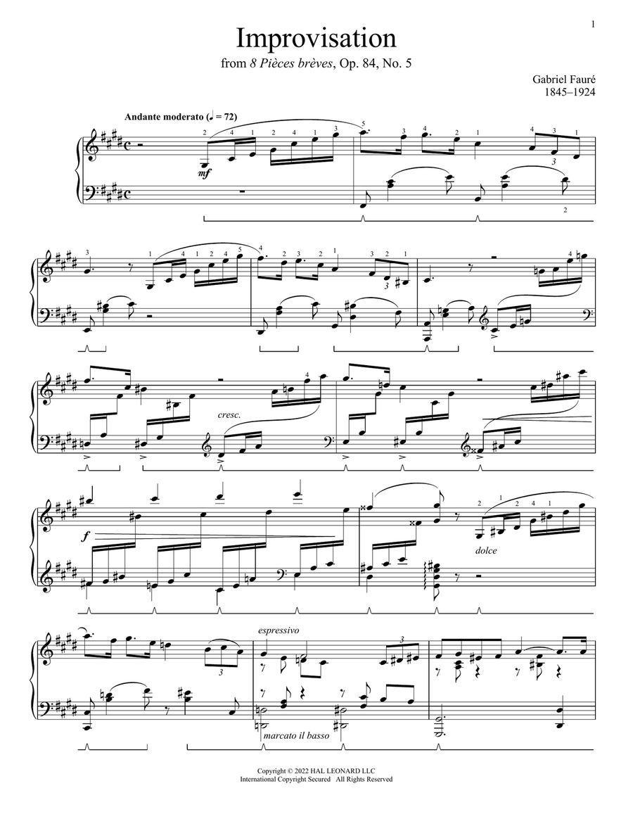 Improvisation In C-Sharp Minor, Op. 84, No. 5 Piano Solo scores gallery preview page 1