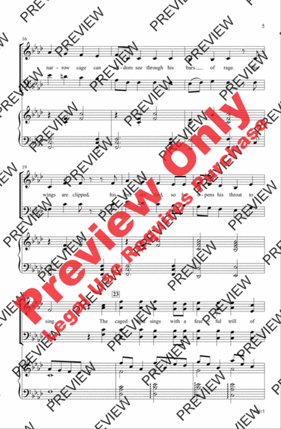 Caged Bird Caged Bird 4-Part scores gallery preview page 4
