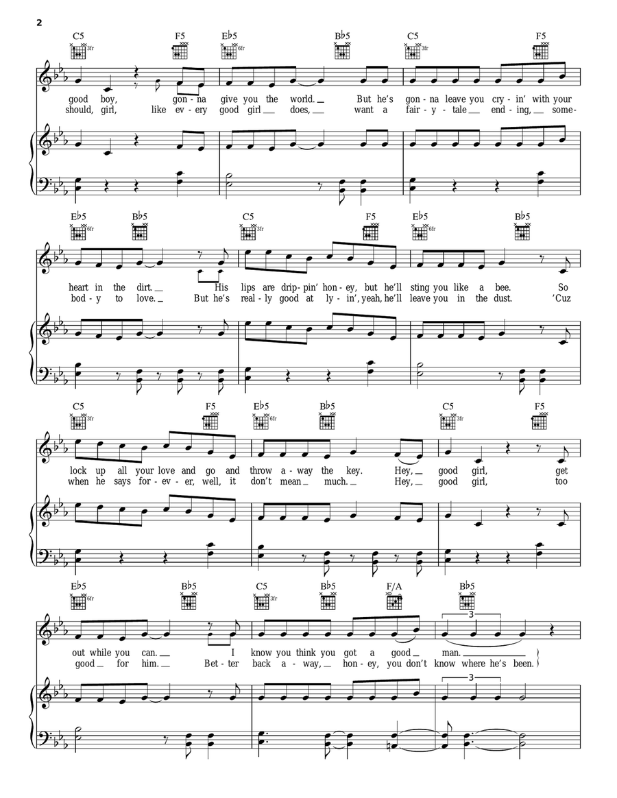 Good Girl Piano, Vocal, Guitar scores gallery preview page 2