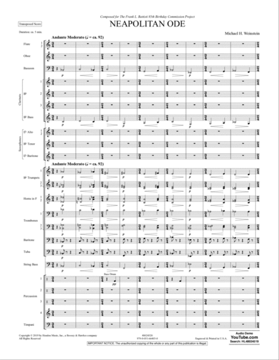 Neapolitan Ode - Conductor Score (Full Score) Concert Band scores gallery preview page 4