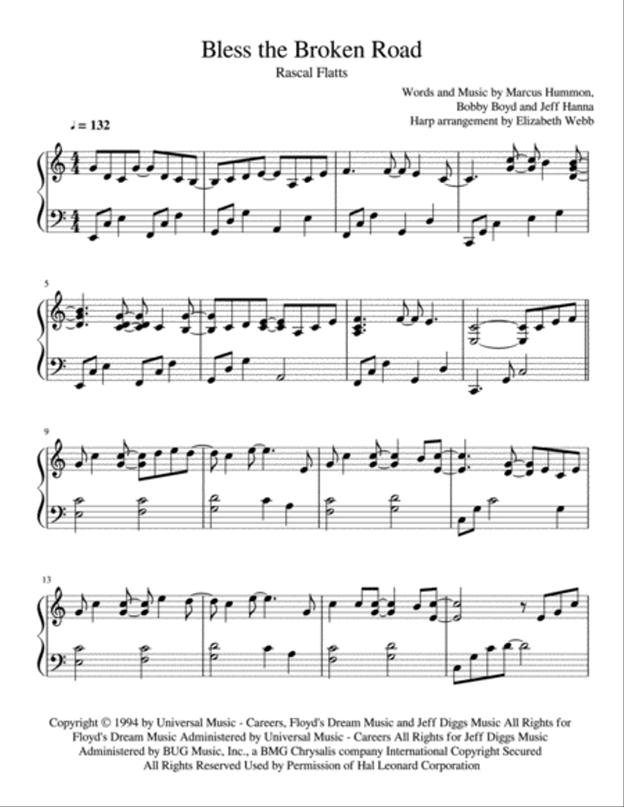 Bless The Broken Road Harp scores gallery preview page 1