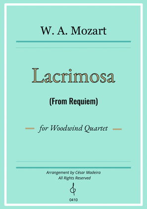 Book cover for Lacrimosa from Requiem by Mozart - Woodwind Quartet (Full Score) - Score Only