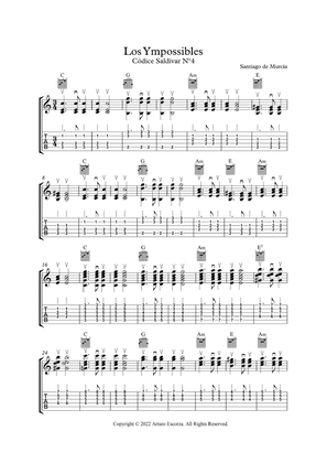 "Los Ympossibles" for guitar from "Codice Saldivar" No.4 - Notation and TAB