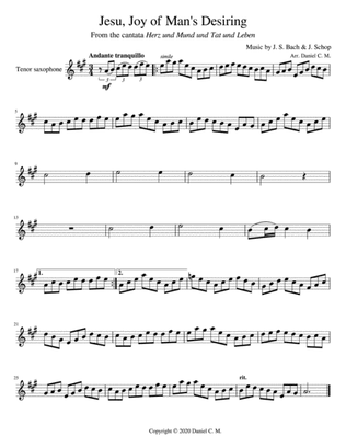 Jesu, Joy of Man's Desiring (tenor sax and piano)