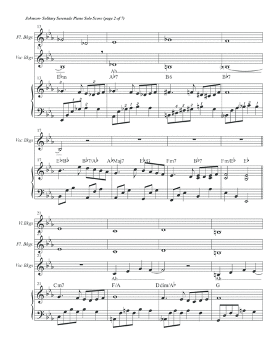 Solitary Serenade Piano Solo Score image number null