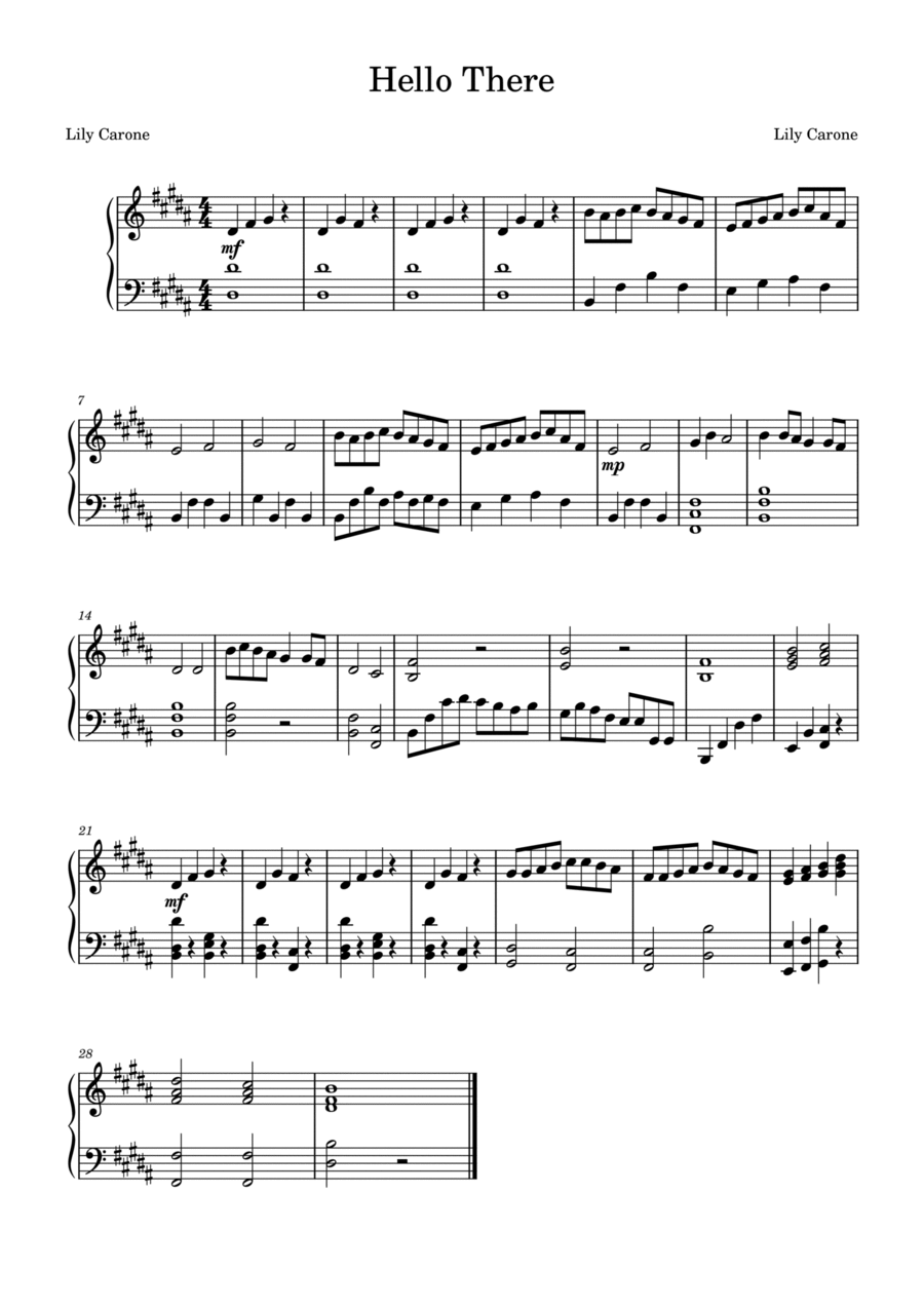 Hello There Hello There Piano Solo scores gallery preview page 1