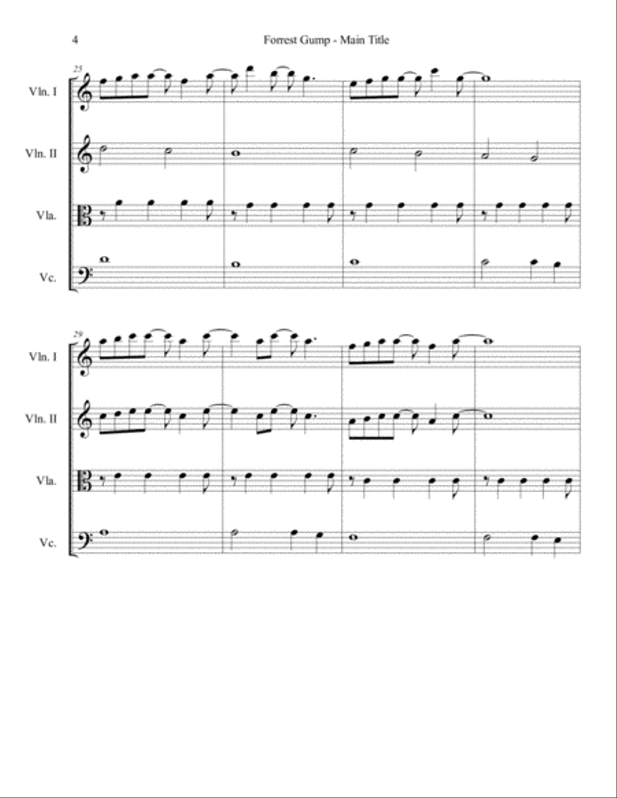 Forrest Gump - Main Title (Feather Theme) from the Paramount Motion Picture FORREST GUMP String Quartet scores gallery preview page 4