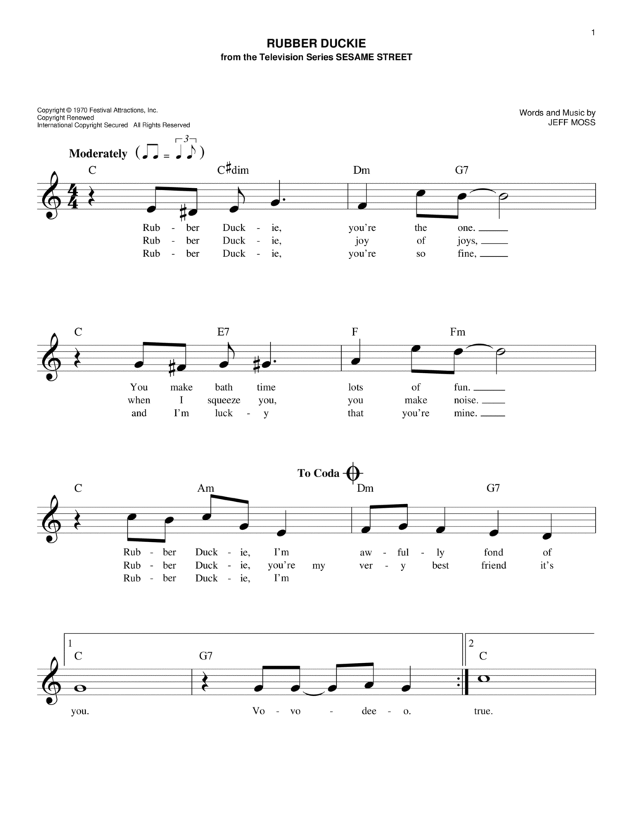 Rubber Duckie Piano scores gallery preview page 1