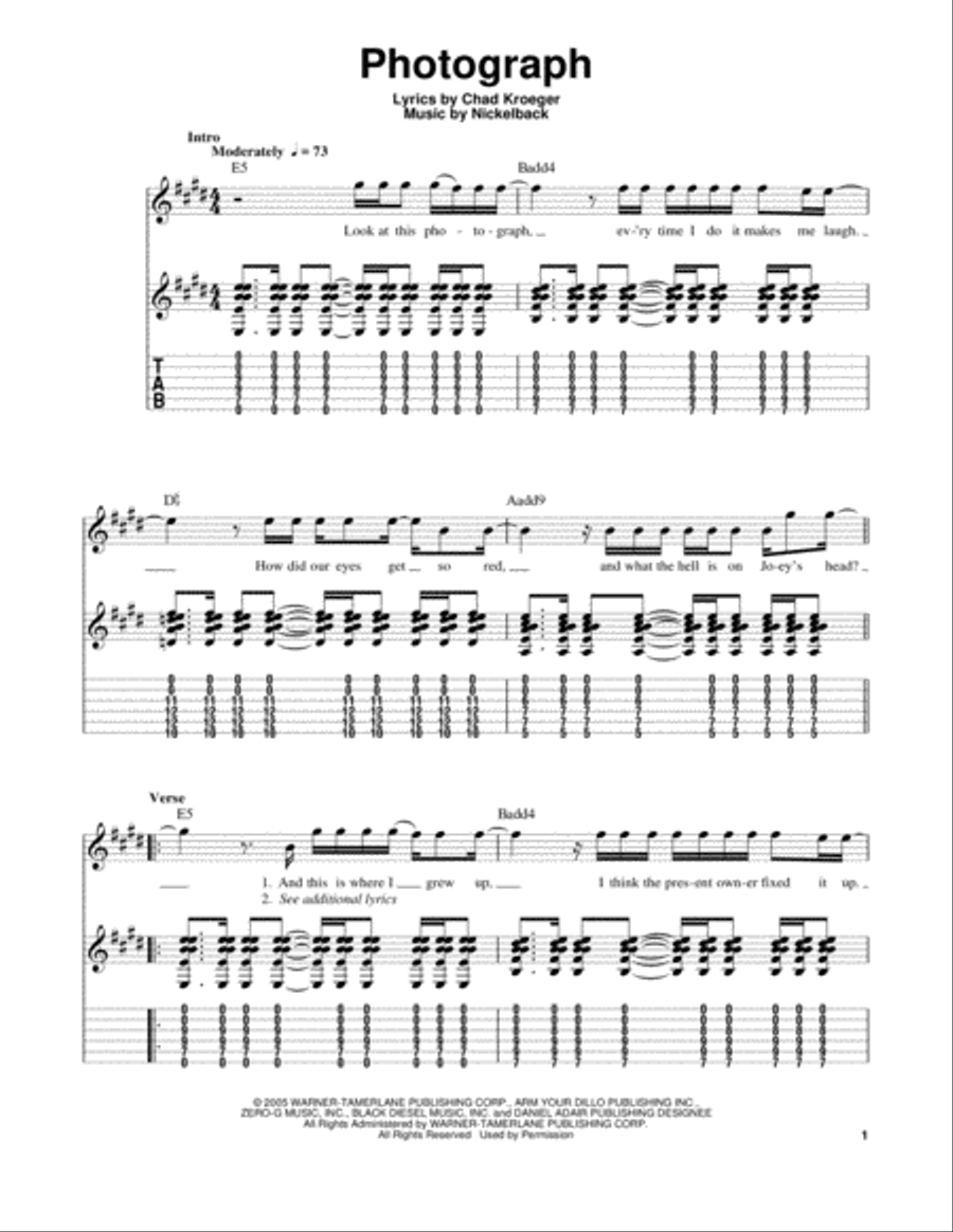 Photograph Acoustic Guitar scores gallery preview page 1