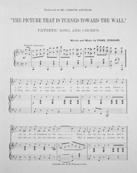 The Picture That is Turned Toward the Wall. Descriptive Song and Chorus