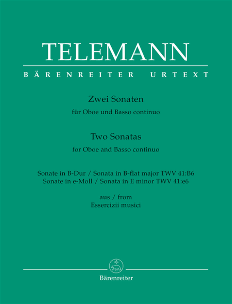 Two Sonatas for Oboe and Basso continuo Oboe scores gallery preview page 1