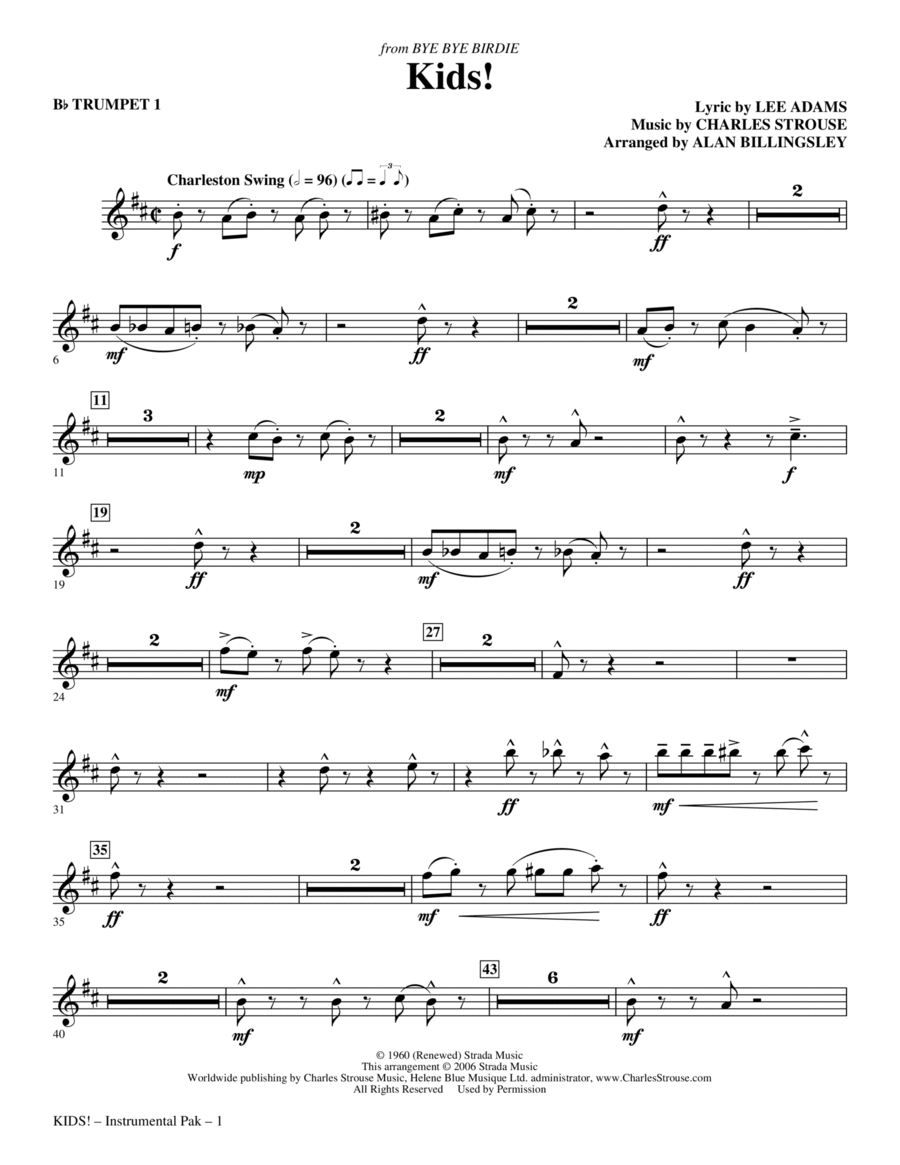 Kids! - Bb Trumpet 1 Kids! - Bb Trumpet 1 Choir scores gallery preview page 1