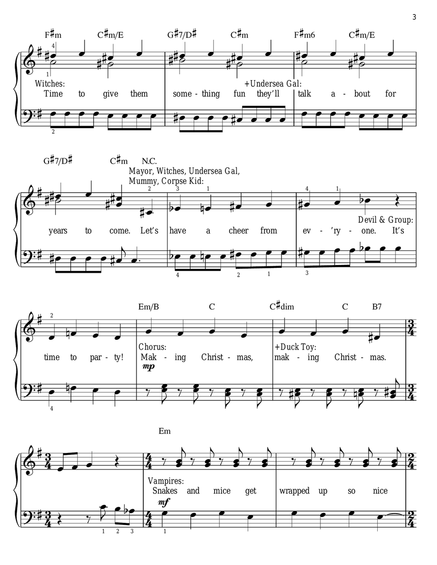 Making Christmas (from The Nightmare Before Christmas) Easy Piano scores gallery preview page 3