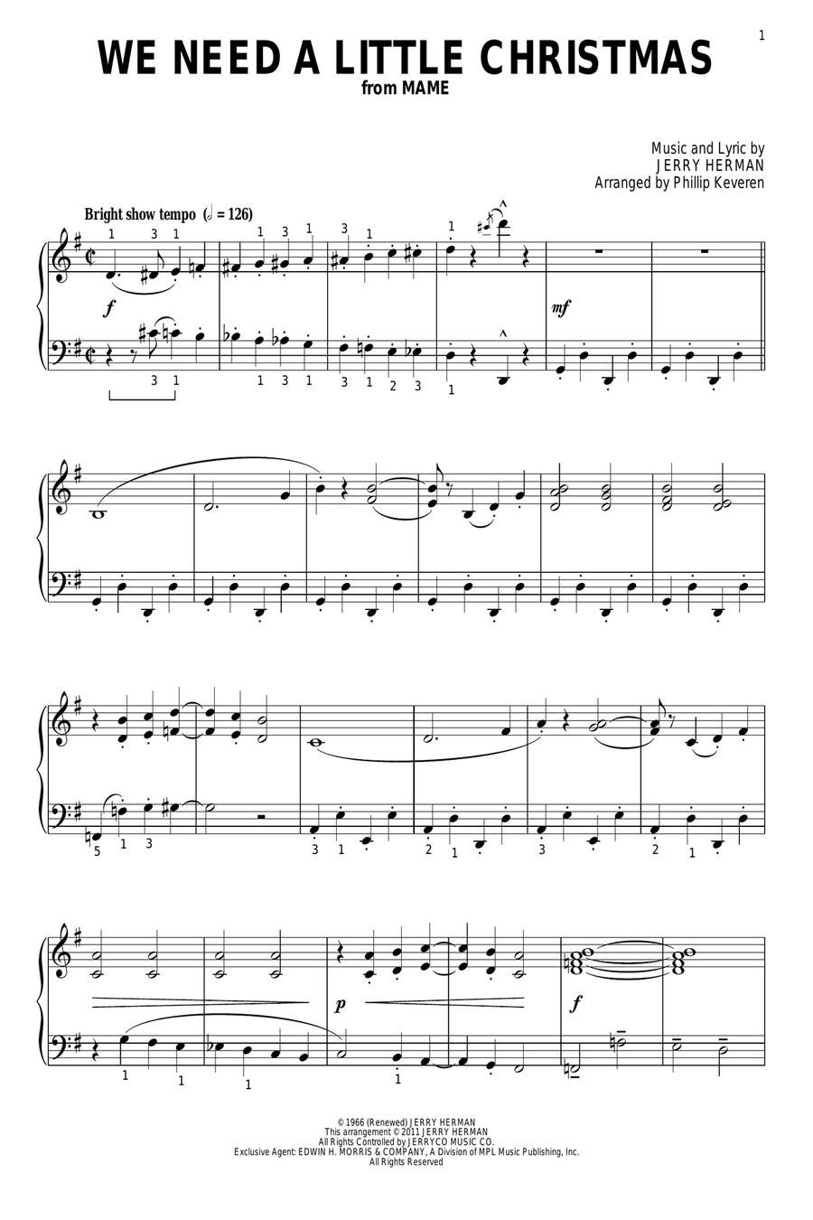 We Need A Little Christmas (arr. Phillip Keveren) Piano Solo scores gallery preview page 1