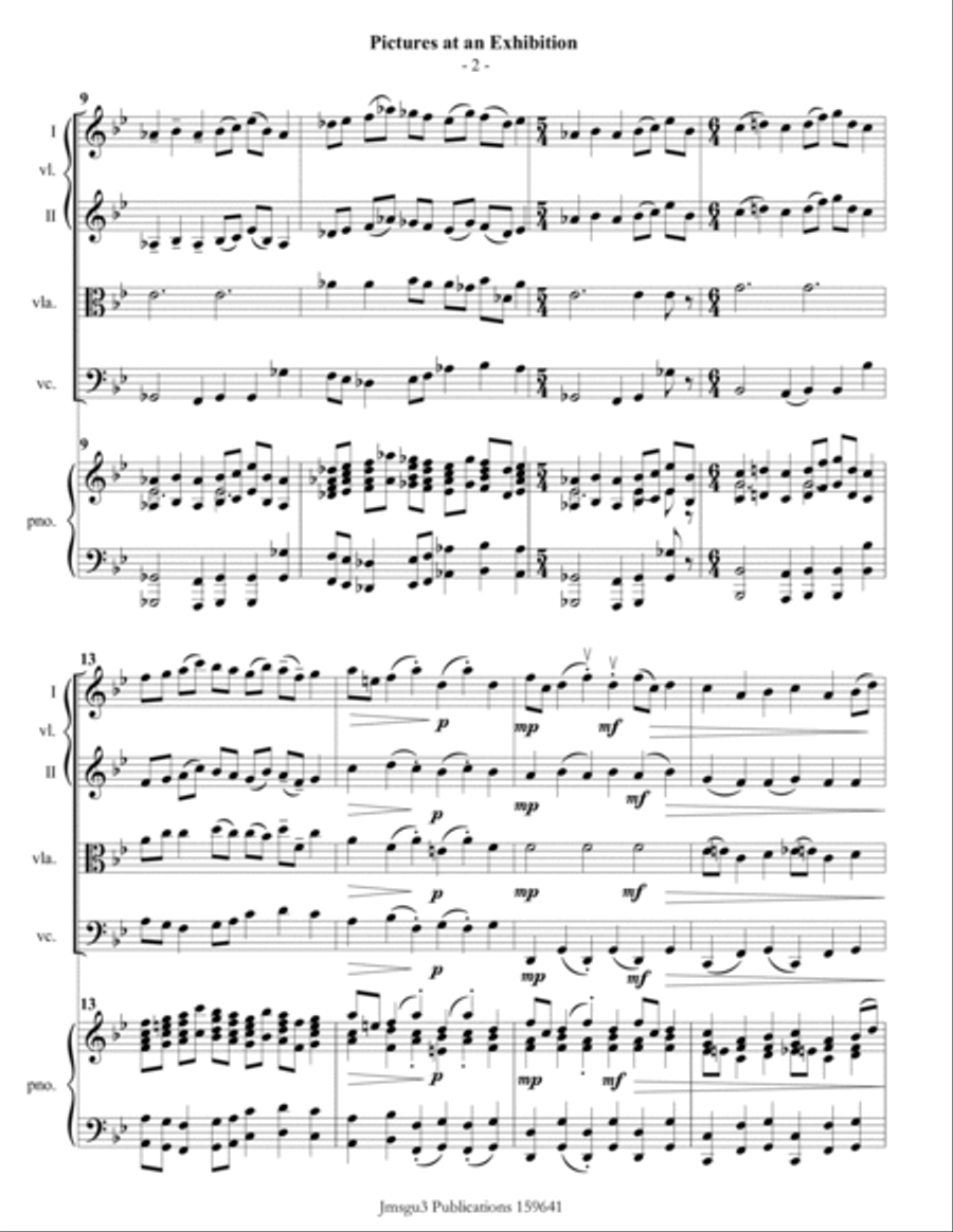Mussorgsky: Pictures at an Exhibition for Piano Quintet, 1st Edition Piano Quintet scores gallery preview page 2