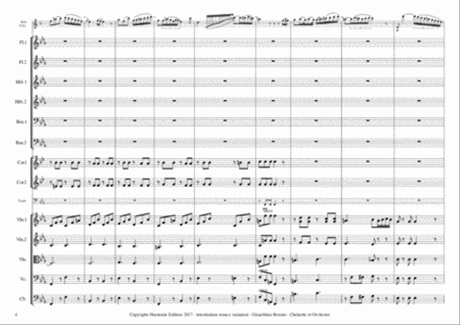 INTRODUCTION, THEME & VARIATIONS - ROSSINI - Clarinet & Orchestra // introduzione tema e variazioni Chamber Orchestra scores gallery preview page 6