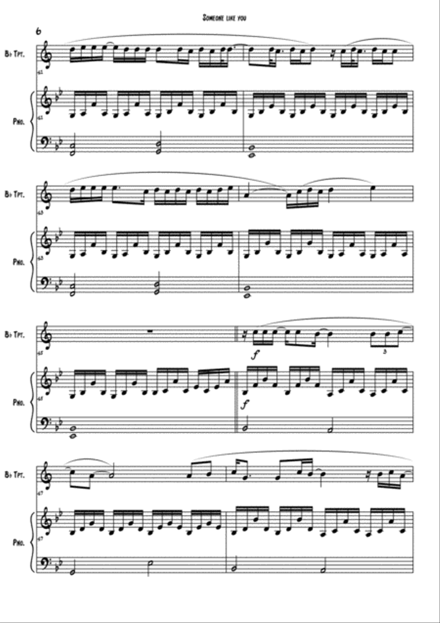 Someone Like You Trumpet Solo scores gallery preview page 6